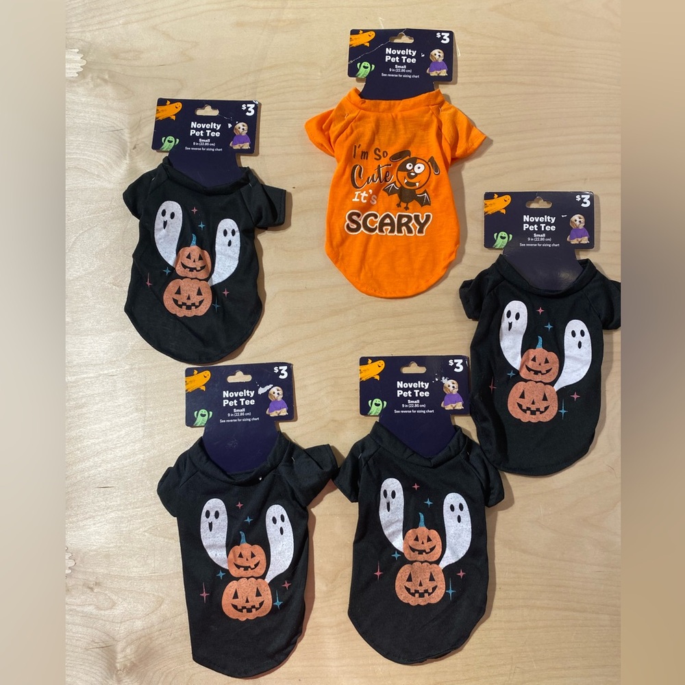 5 Halloween Pet Tees - Orange and Black Small 9 inches ( NL)